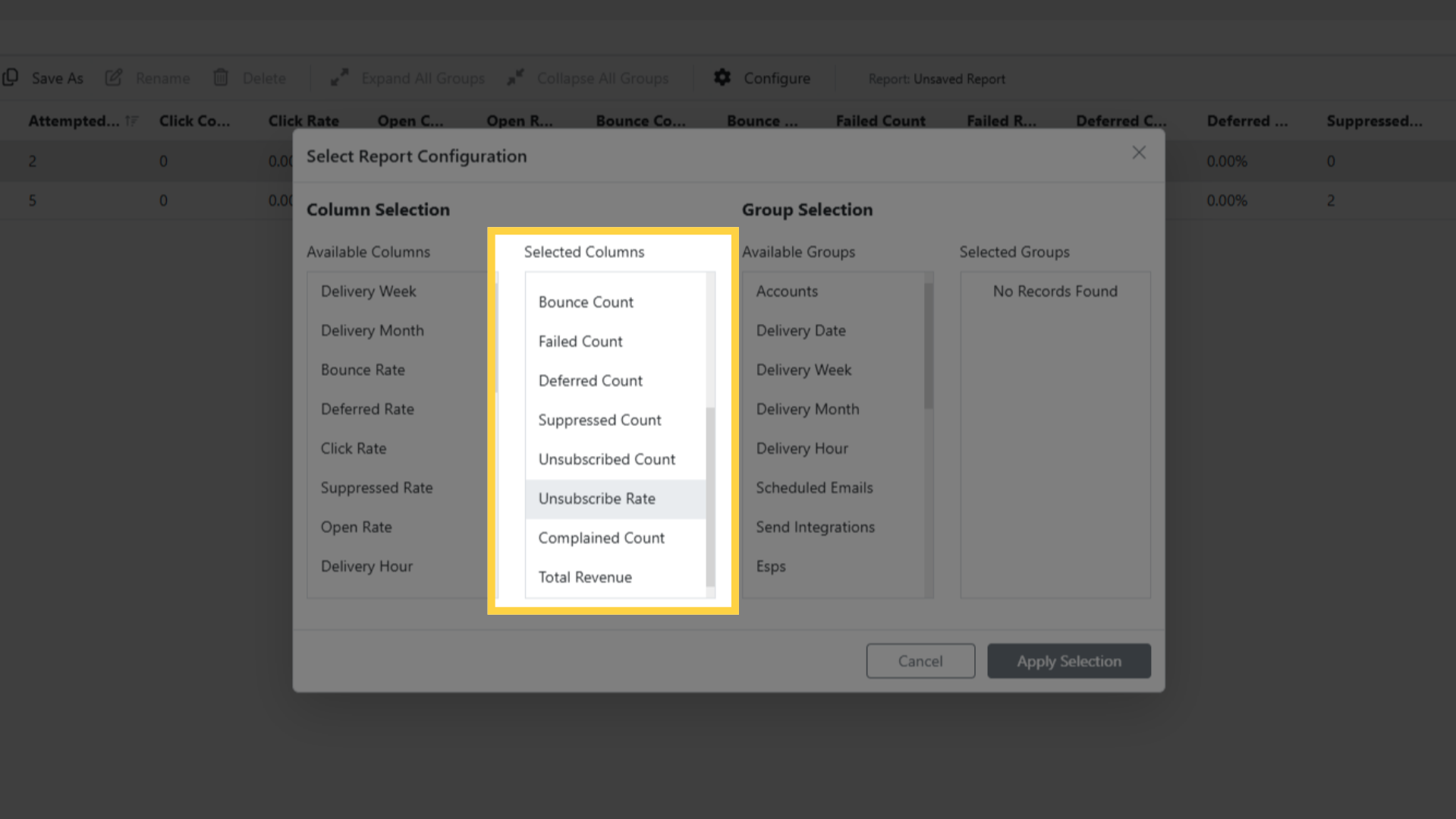 Advanced Report: Adjust Columns