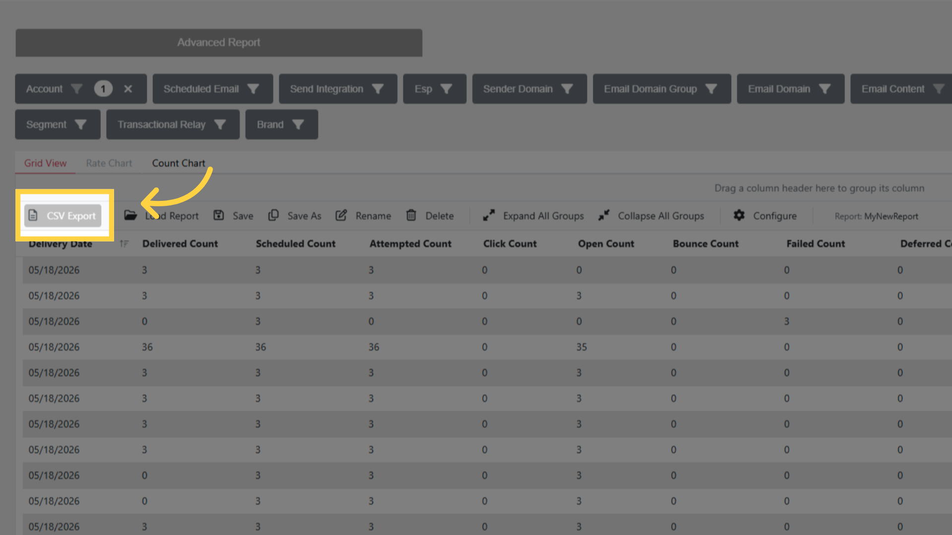 Advanced Report: Export Report as CSV