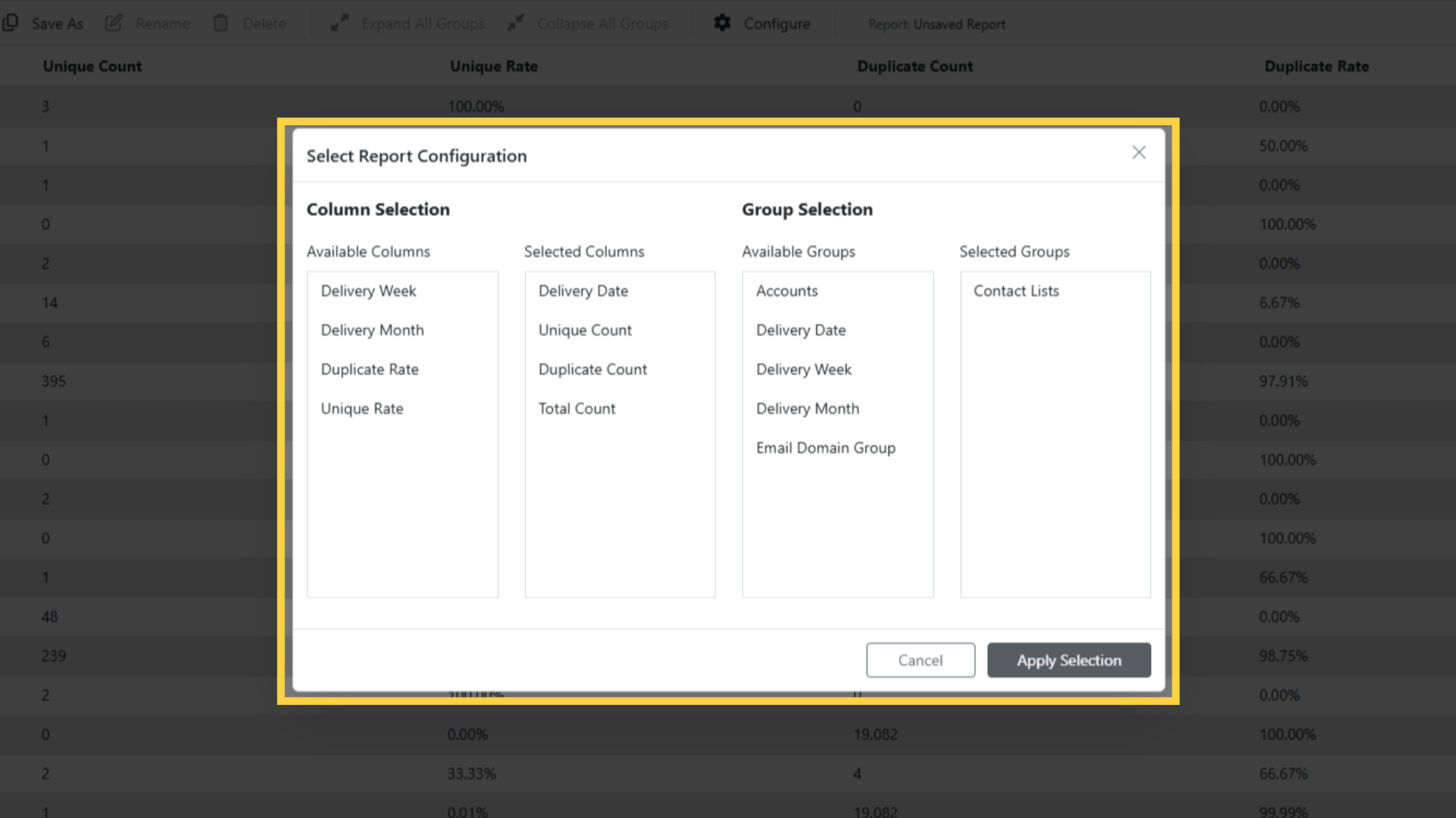 Contact Report: Adjust Columns