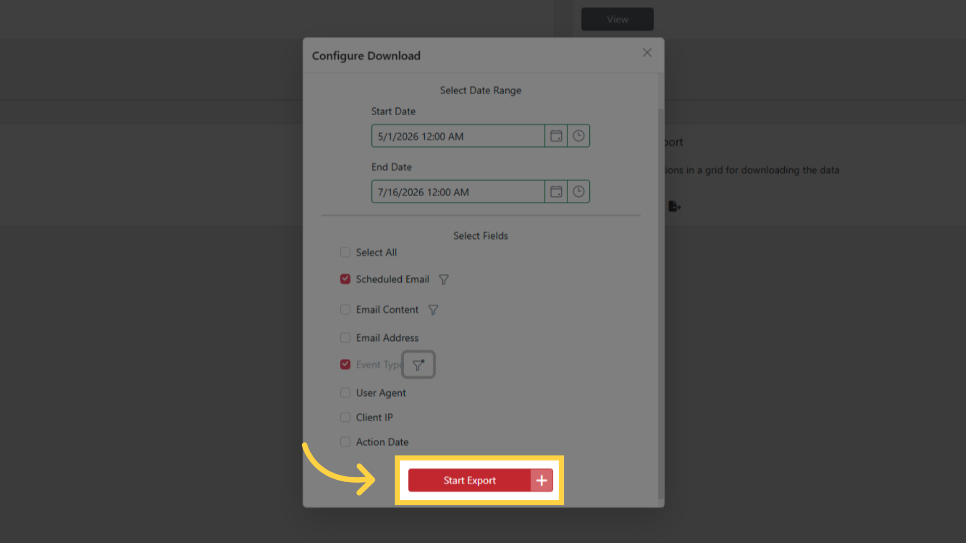 Engagement Report: Start Export