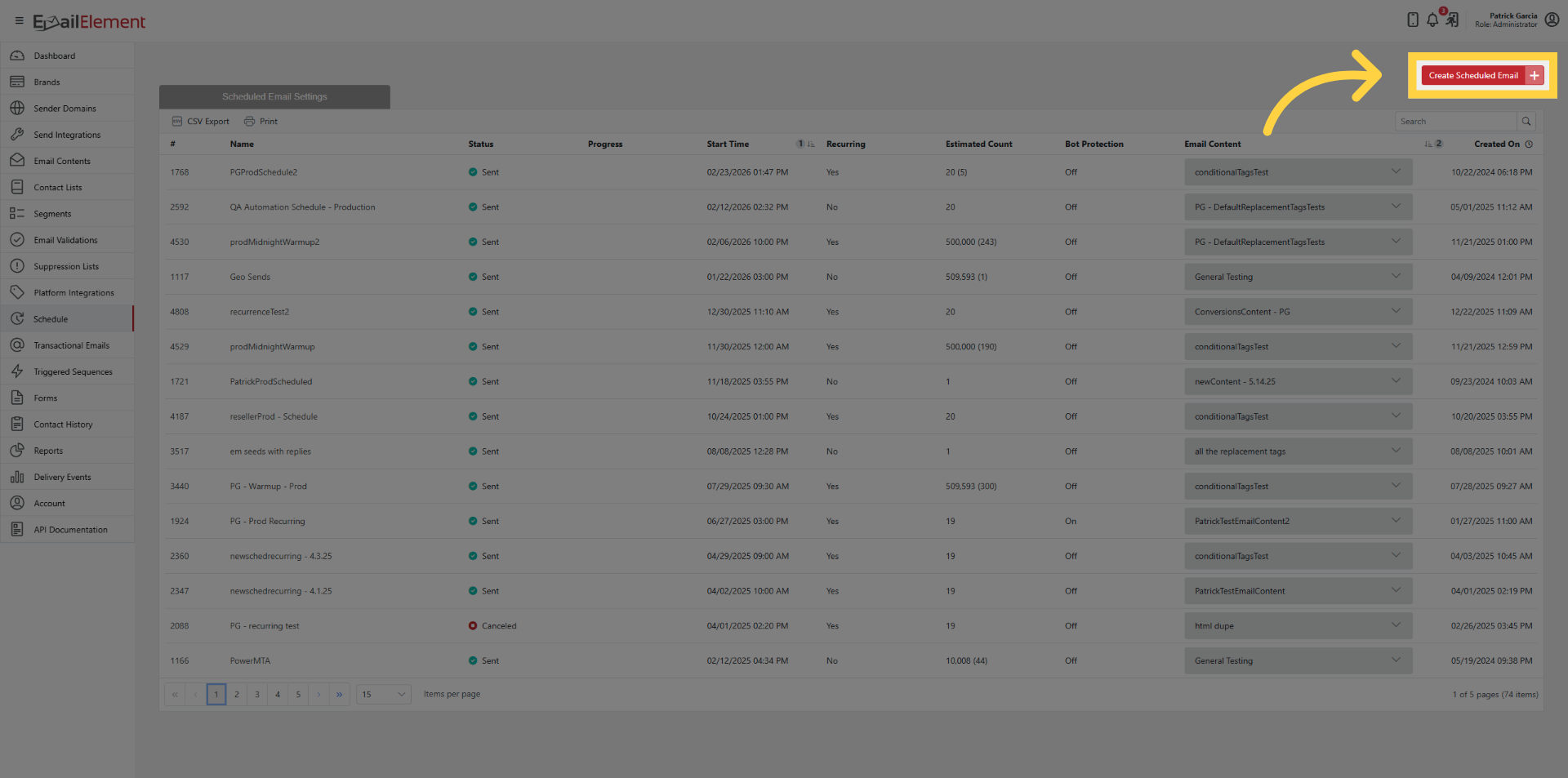 Create Scheduled Email
