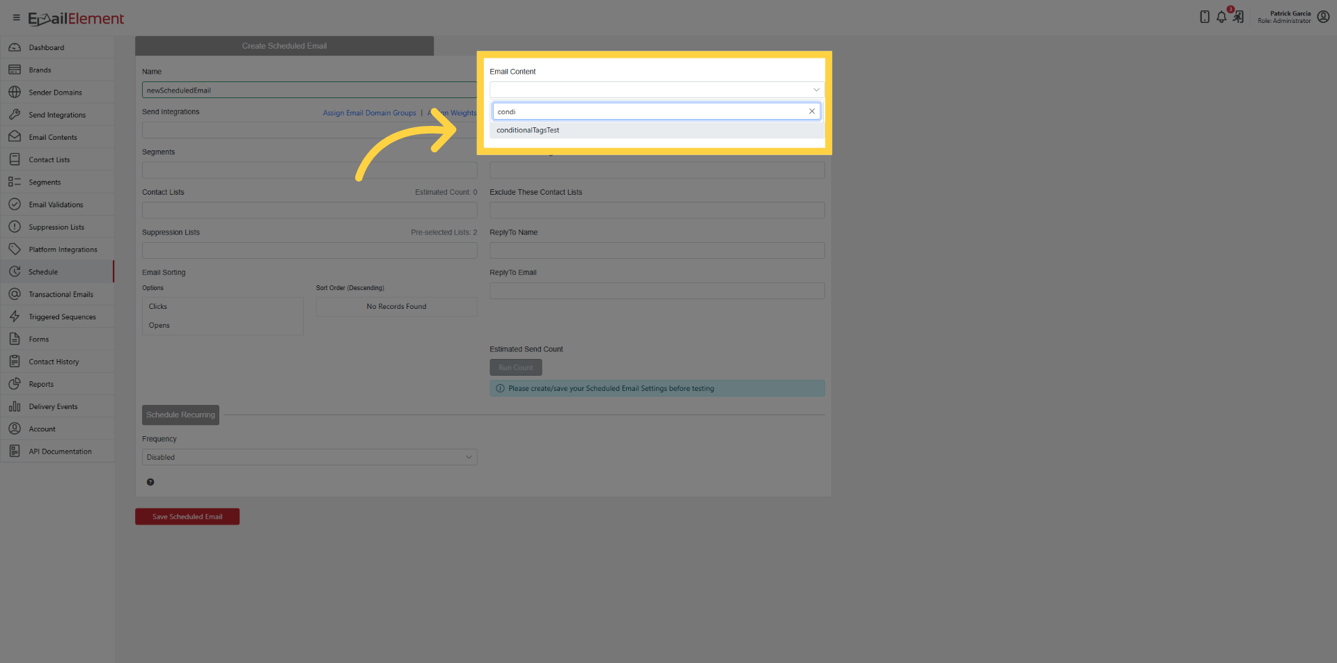 Select Email Content