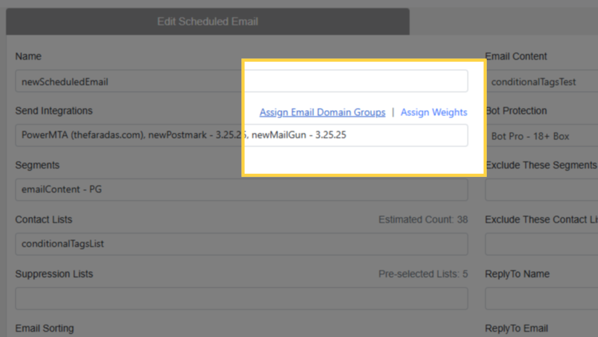 Additional Send Integrations Options