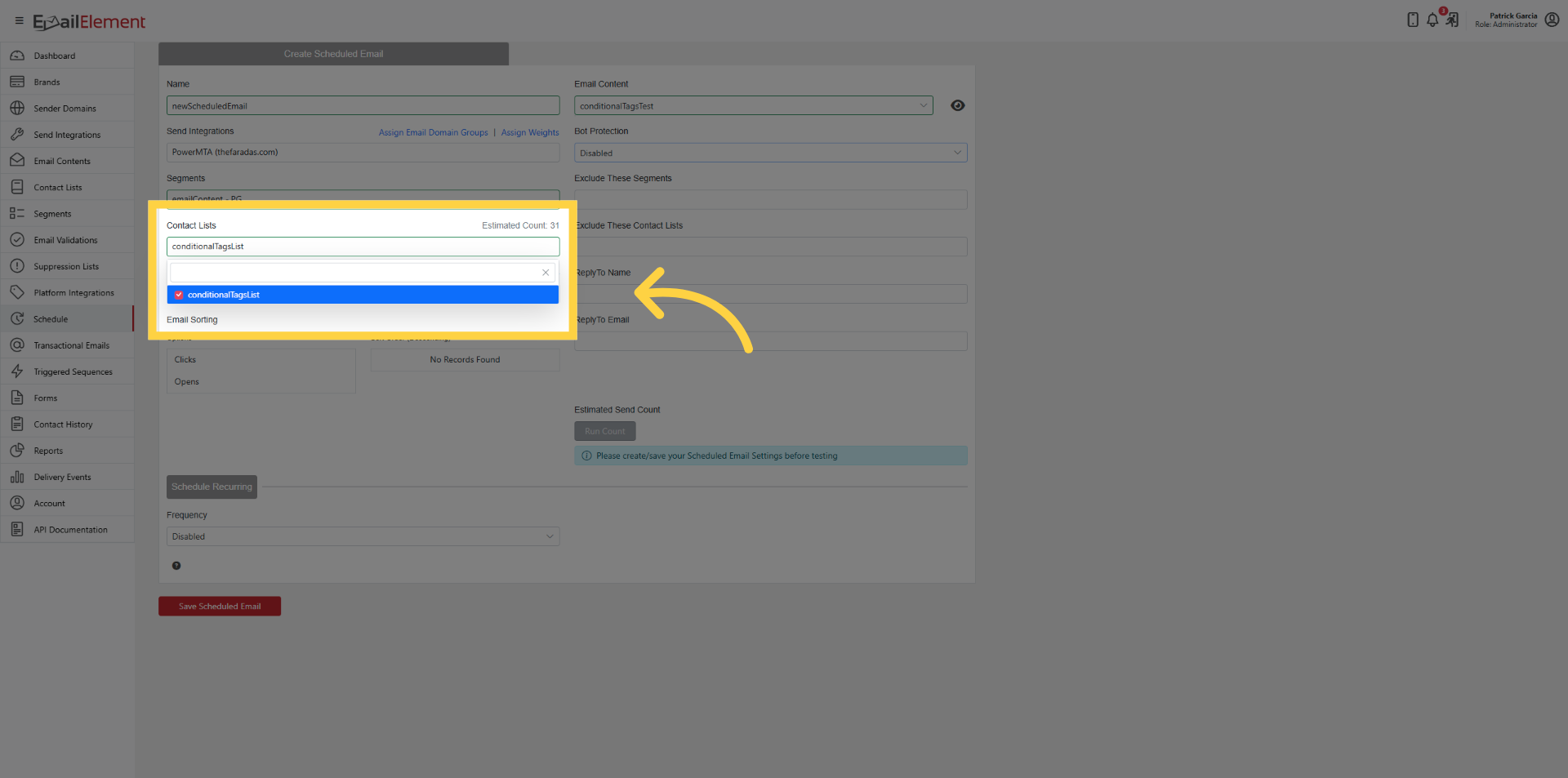 Select Contact Lists