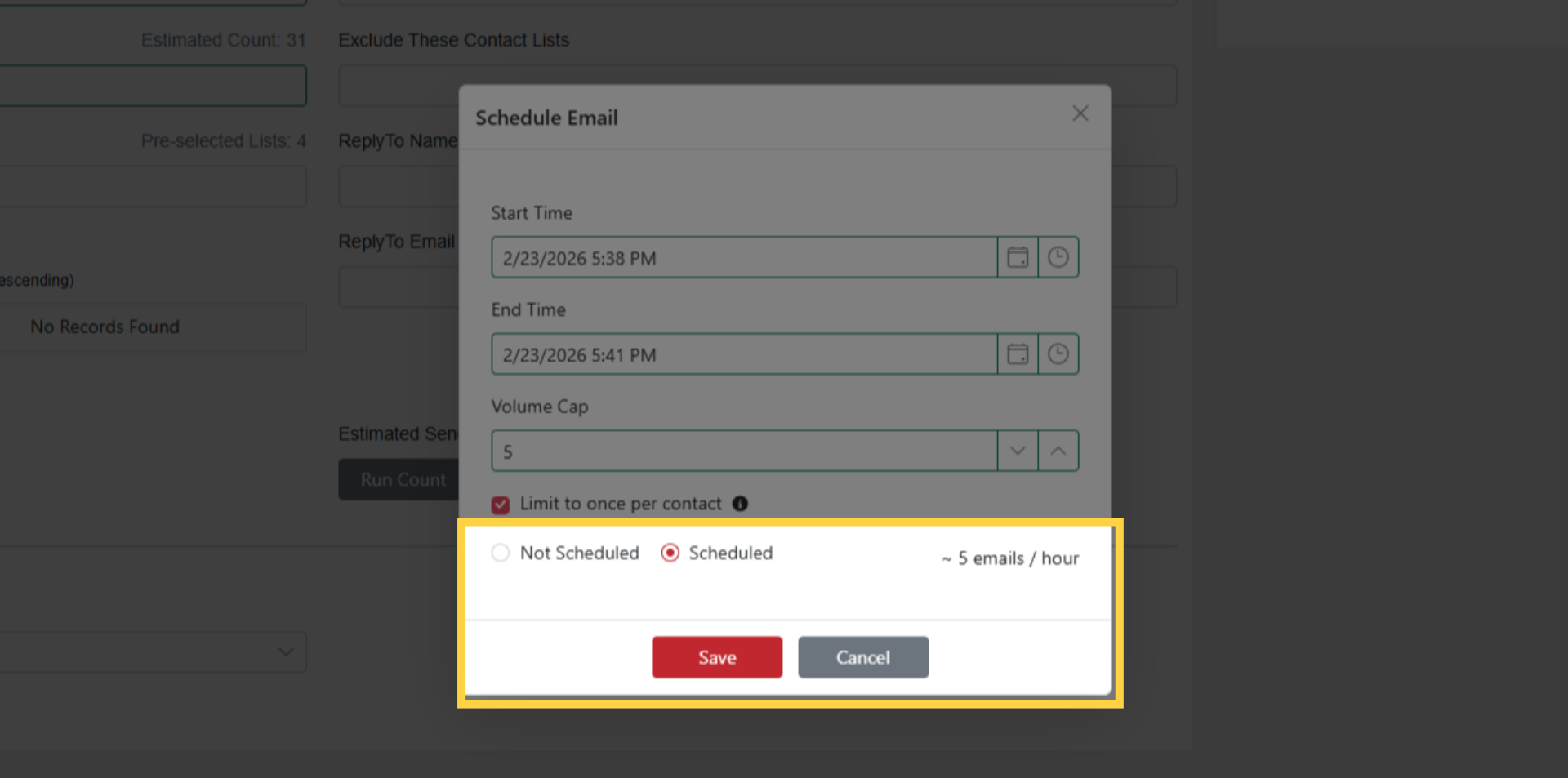 Select 'Scheduled' and Save