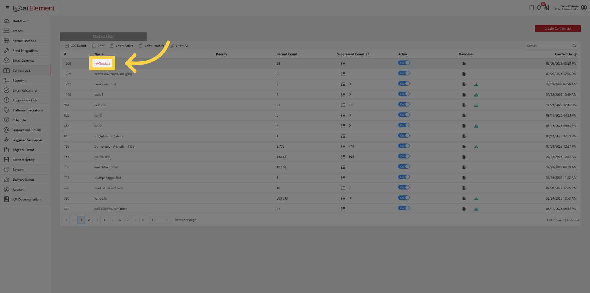 Open Contact List