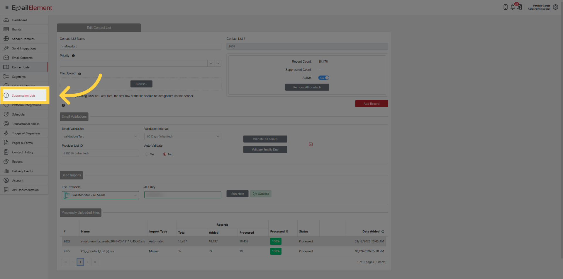 Navigate To Suppression Lists