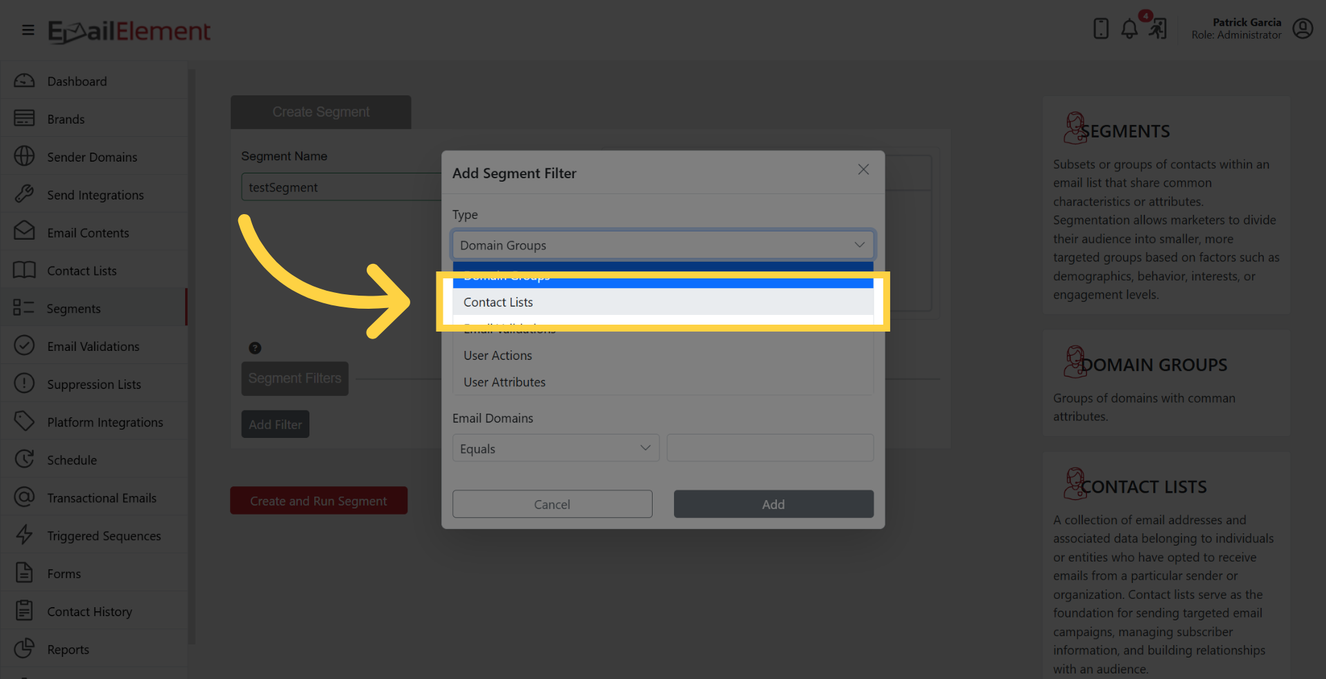 Contact Lists Filter