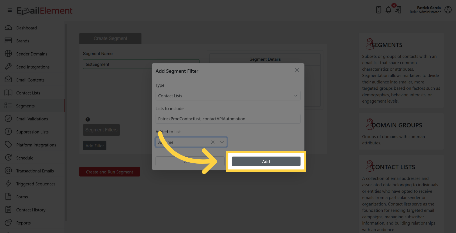 Save Contact Lists Filter