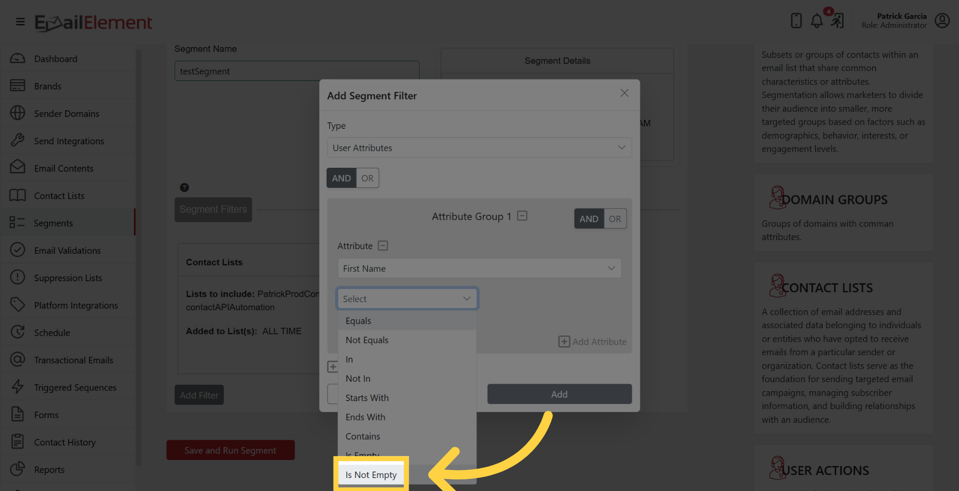 Select Condition for Attribute
