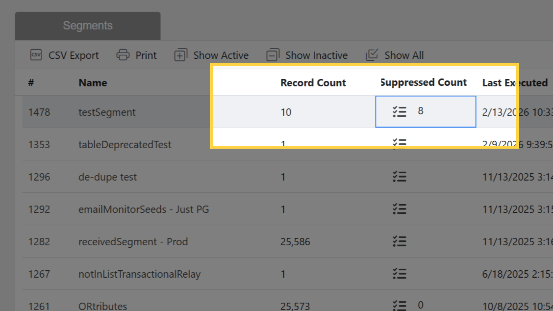 Run Suppression Count