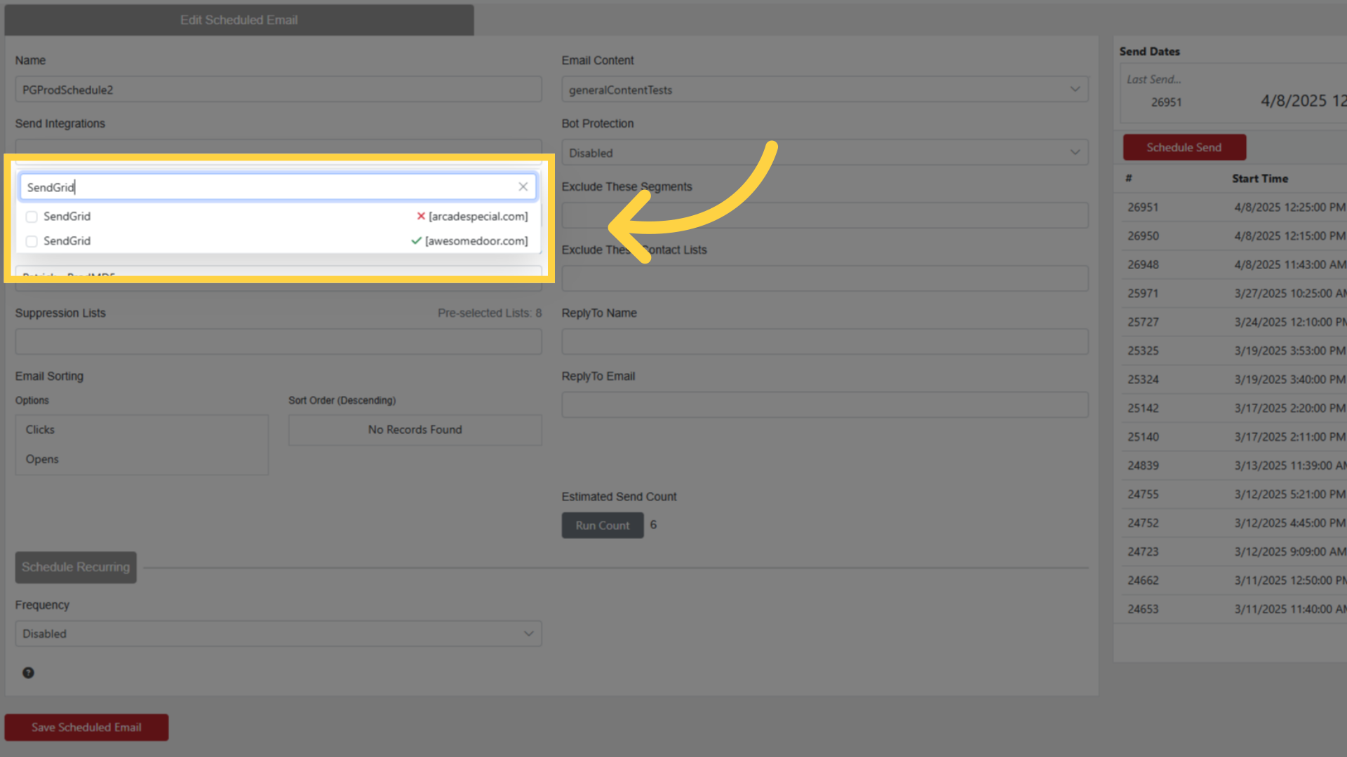 Send Integrations With Multiple Sender Domains