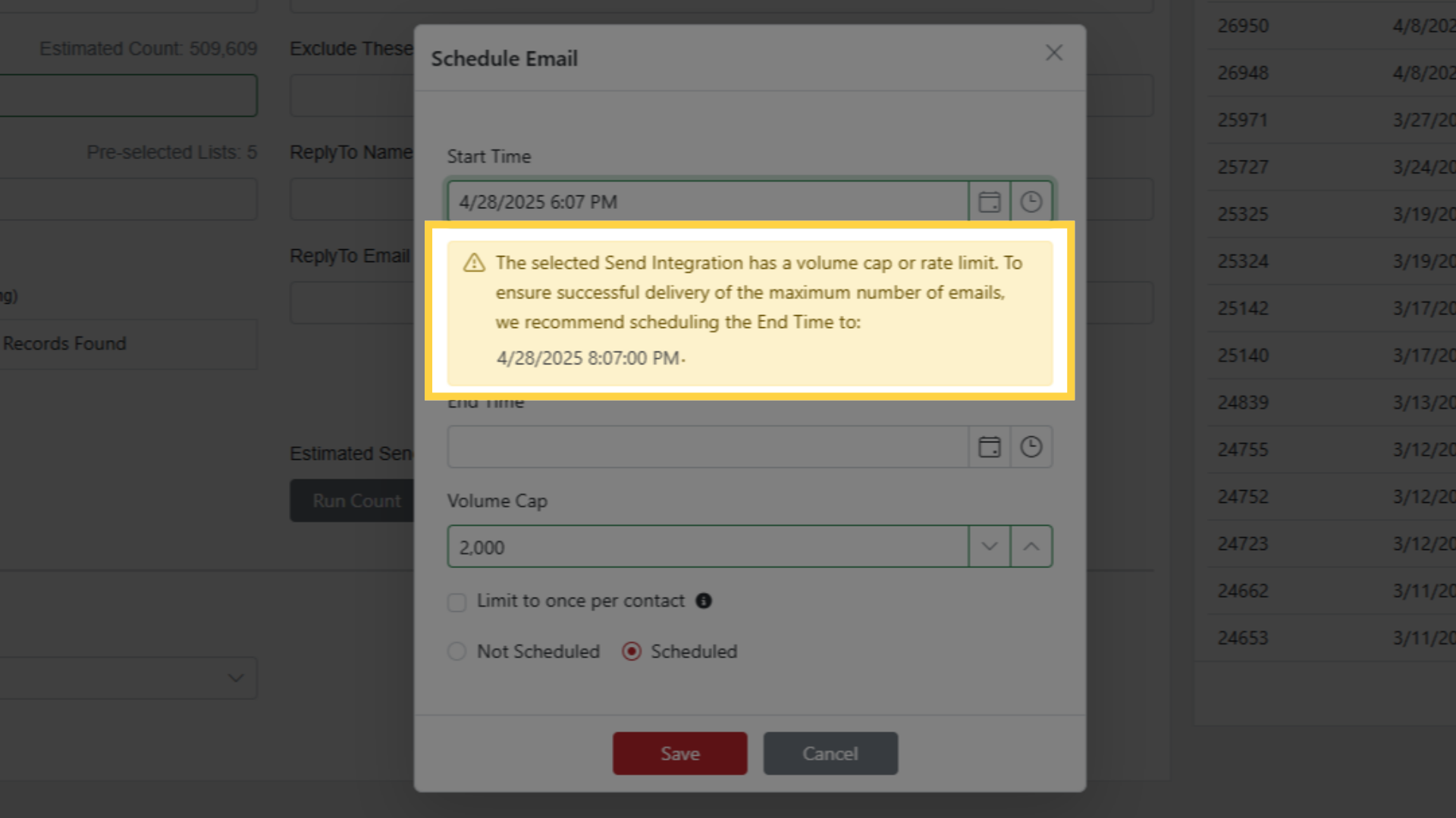 Send Integration Caps When Sending