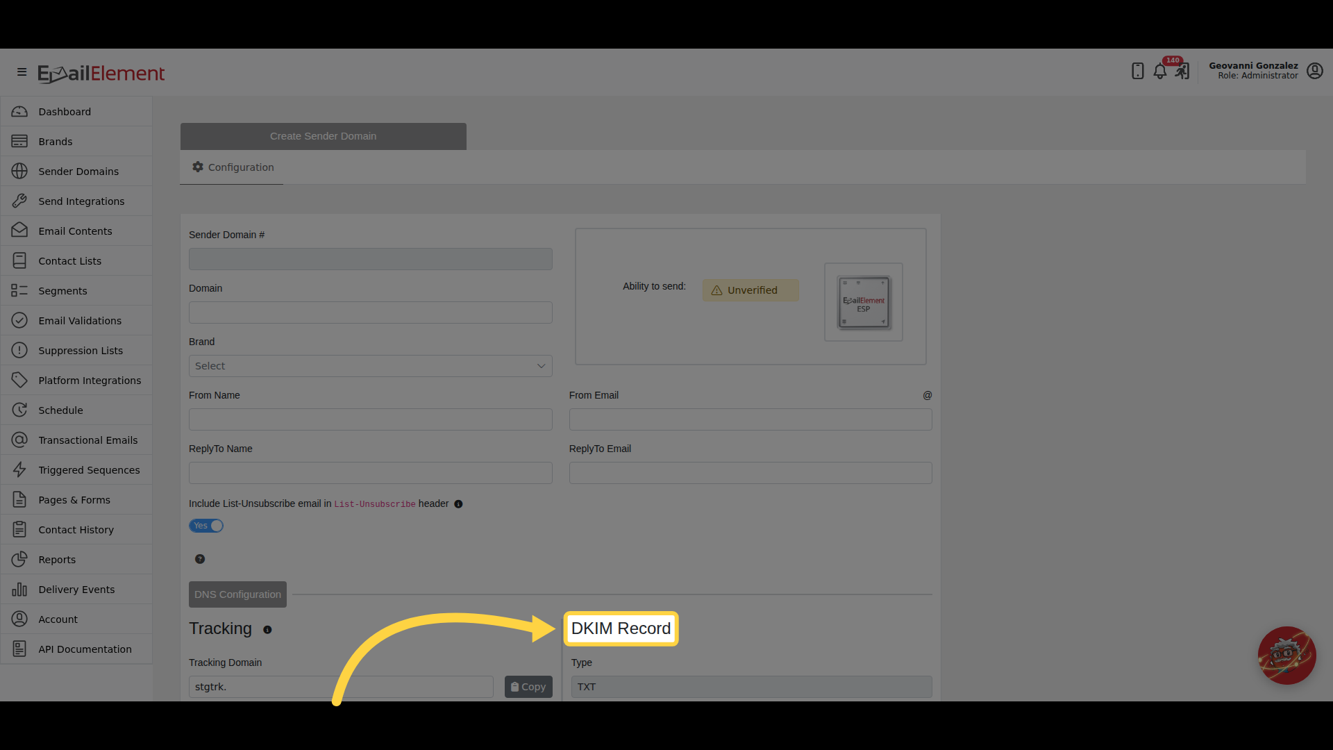 An EmailElement domain
