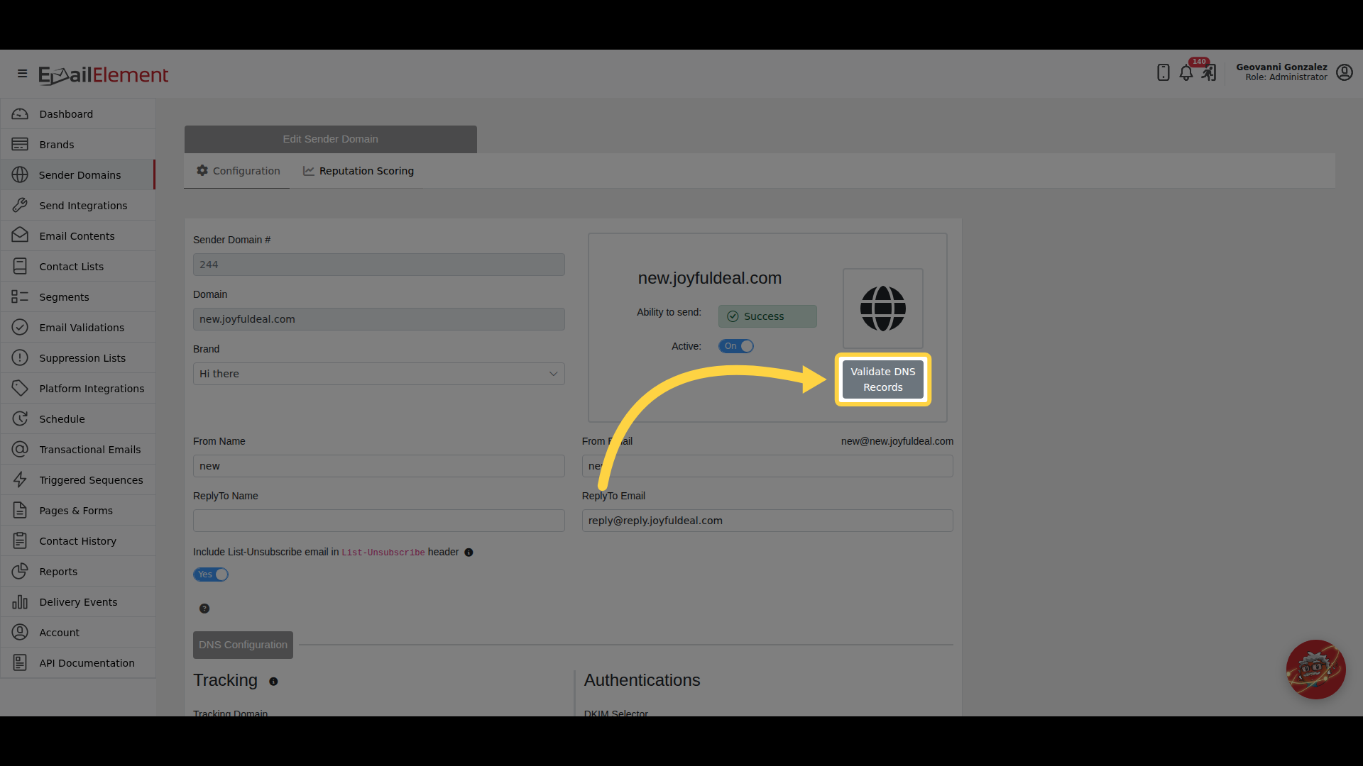 An existing domain