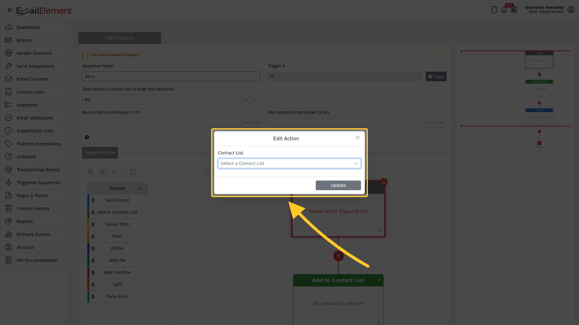 Add to Contact List settings