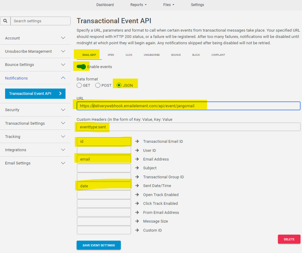 Set Up Transactional Api Events