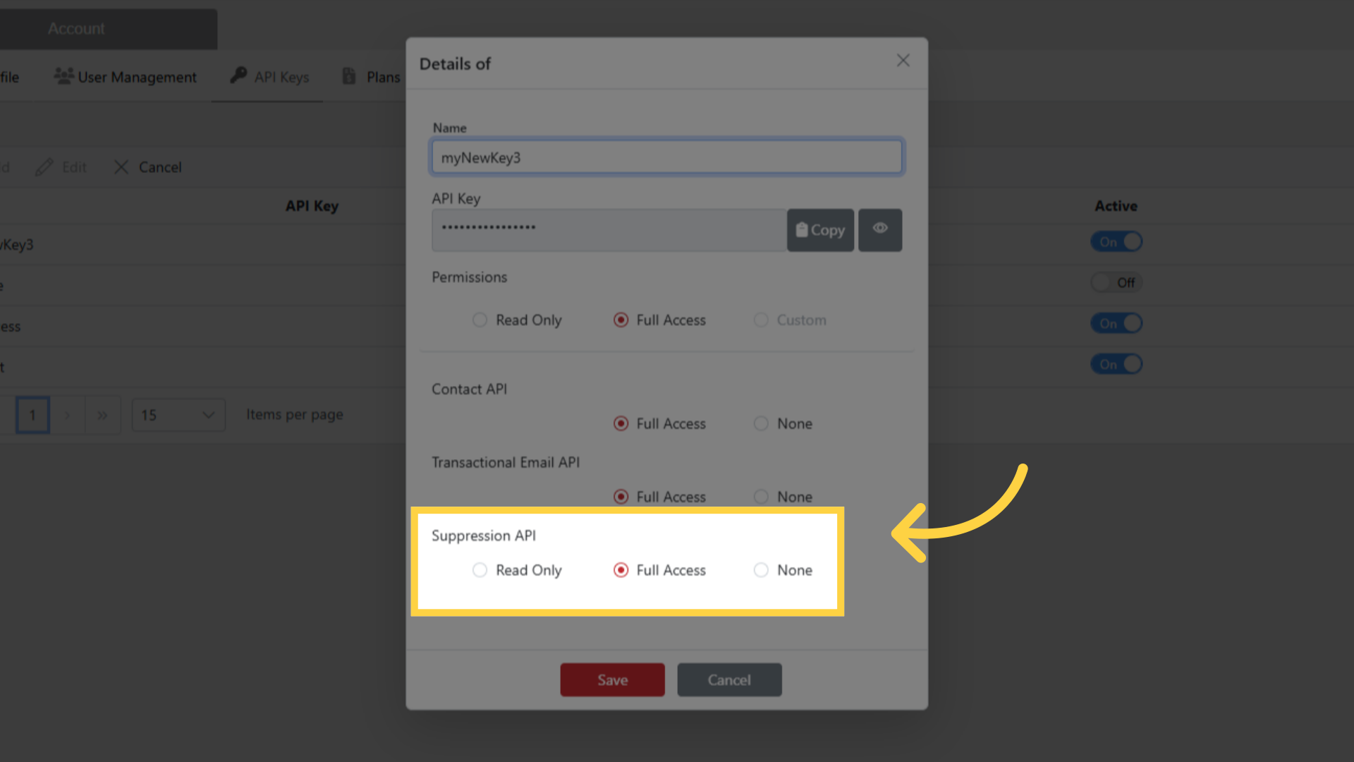Set Permissions for Suppression API