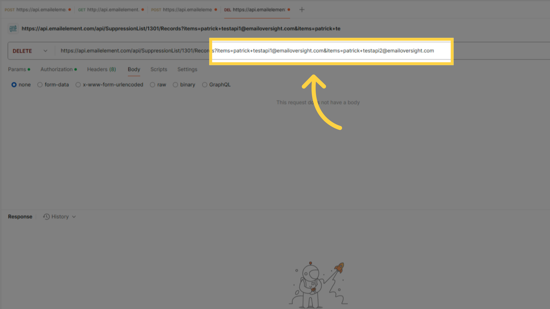 Add In Records to 'DELETE Records' URL
