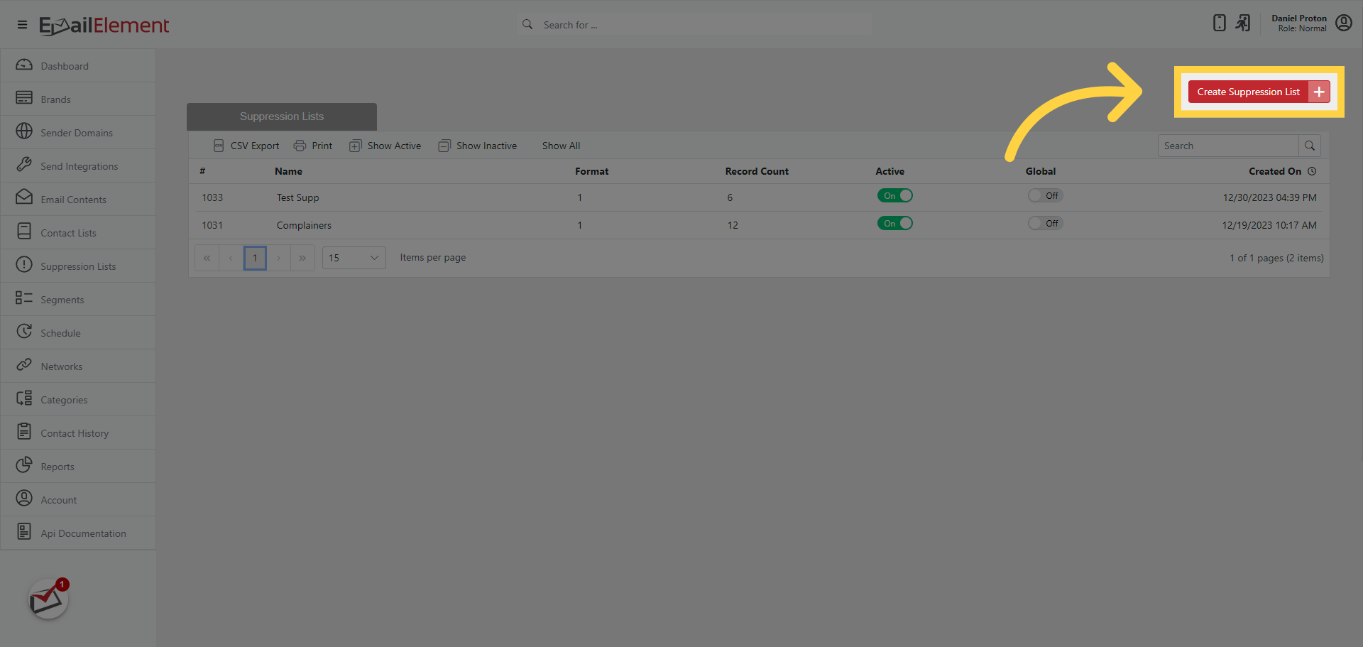 Create Suppression List