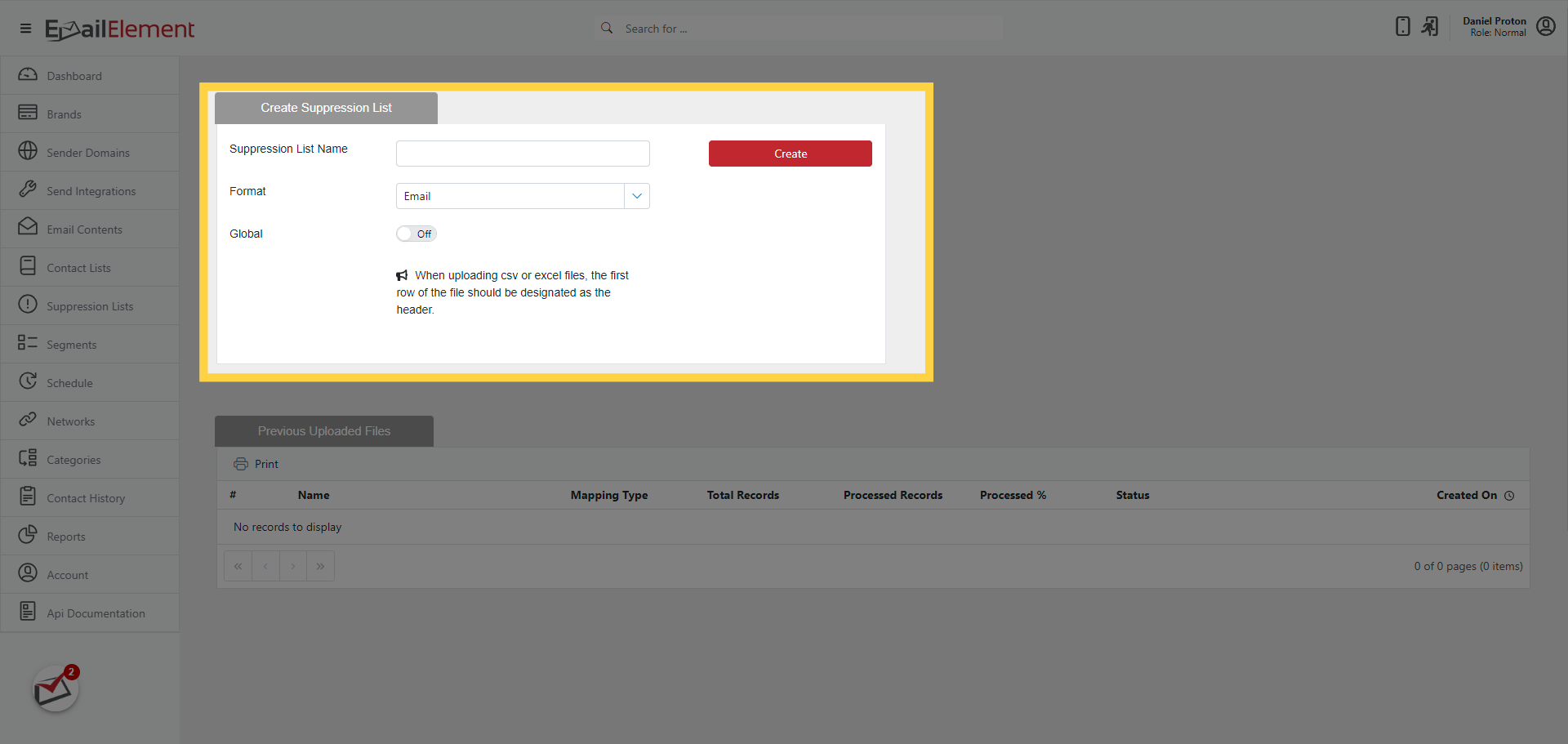 Suppression List Form
