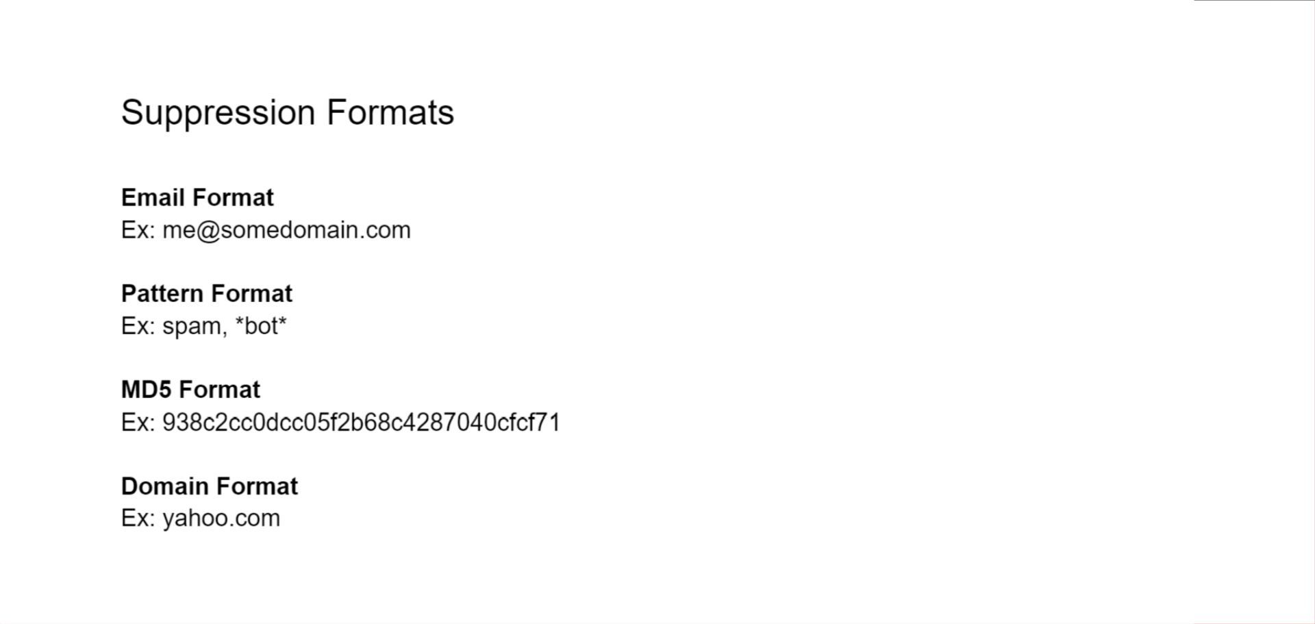Suppression Formats