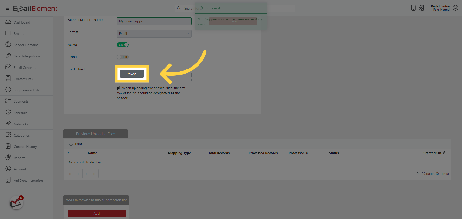 Upload a Suppression File