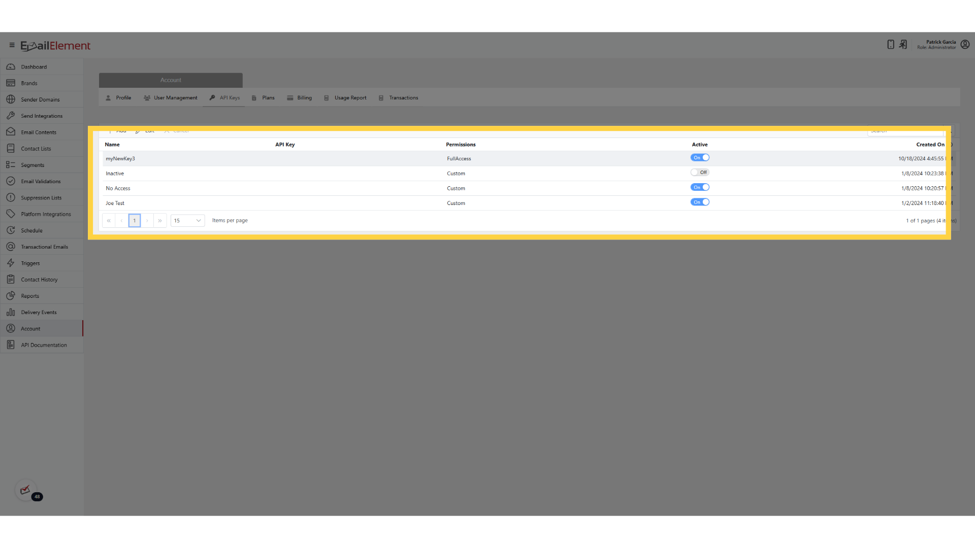 Select an API Key