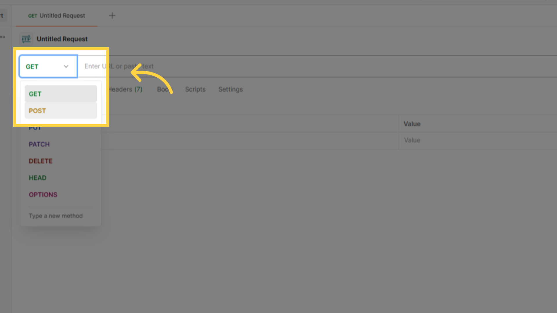 Select 'POST' Method