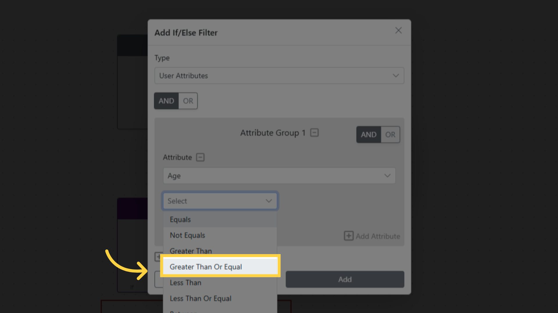 Choose Comparison Operator